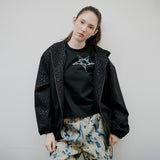 [Unisex] フーディーレオパードジャンパー Black