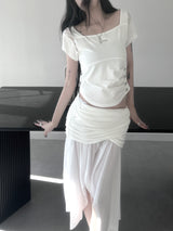 luel lace button short sleeve (2color)