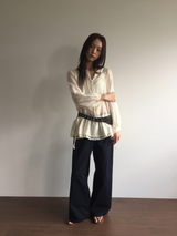 Pane see-through blouse (2color)
