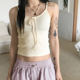 [MADE] KINI Vintage Lace Ribbon Crop Sleeveless