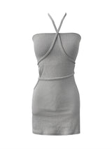 halter strap slit layered one piece (2color)