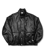 Vegan Leather Boa Padded Jacket_Black