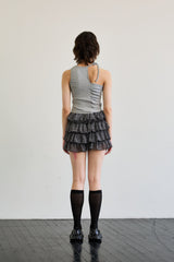 BEBE UNBALANCE SLEEVELESS TOP / GRAY