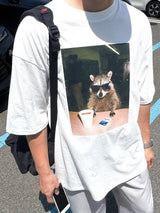 [A-S0256] ラクーンフォト半袖Tシャツ (2色)