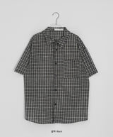 [unisex] フューシルチェックオーバー半袖シャツ