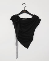 ルティリボンメッシュドレスシャーリングオフショルダーTシャツ