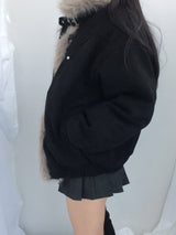 Milkfur high neck suede jumper