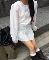 Miao Banding Strap Layered Mini Long Sleeve One Piece