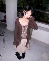 (2color)ラッフル レース ソフト カーディガン