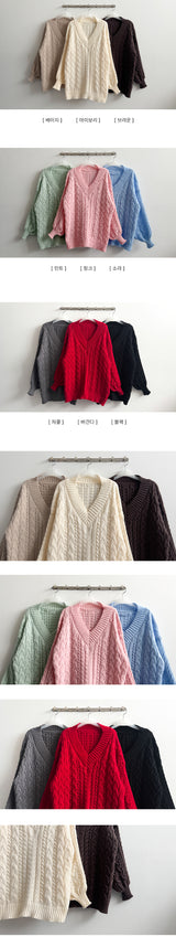 Raon Balloon Twisted V-Knit