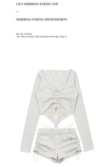 LILY SHIRRING STRING TOP_OATMEL