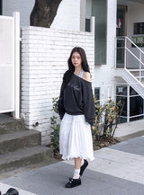 Madeleine Pleated Frill Tiered Midi Skirt (3color)