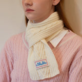 Arrow Knit Mini Muffler (Cream)