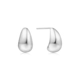 silver small dome rhodium plating + 925 silver earrings E062-05H