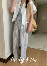 striped banding pants