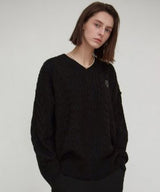 OVERSIZED V NECK KNIT_BLUE