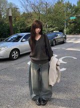 カフン ヴィンテージウォッシュデニムワイドパンツ