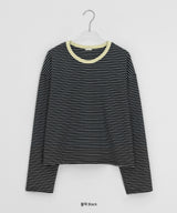 ヘンカンボーダーカラーラウンド長袖Tシャツ
