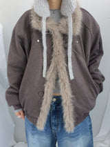 Milkfur high neck suede jumper