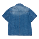 25SS オーバーサイズウォッシングデニム半袖シャツ ブルー