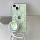 Green - ブラーパターン Magsafe フォーンケース スマホグリップ セット