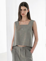 (BL-4329)ROU SET-UP SQUARE NECK BLOUSE