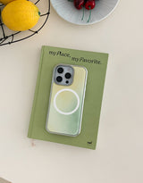 [MADE]レモングリーン シルバー エポキシ MagSafe iPhoneケース