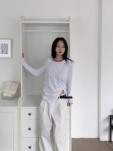 Cloud Draw Deck Shirring Team Long Sleeve T-Shirt (4 Colors)
