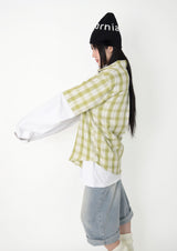 (UNISEX)シリーンオーバーサイズチェックシャツ