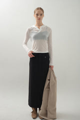 Drawstring Maxi Skirt_Black