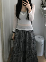 River Check Long Skirt (one color)