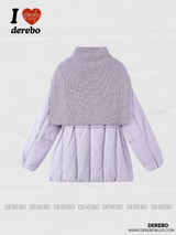 Neck warmer scarf layered half-down jacket