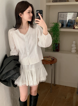 #AR Frill Lace Pintuck Blouse