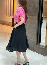 Arom Wrinkle Banding Flare Skirt
