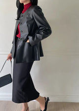 Arc Round Leather Jacket