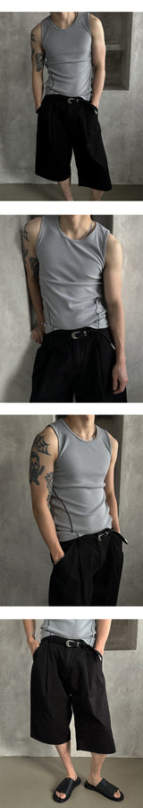 [MUSCLE FIT]カーブラインマッスルフィットスリーブレス
