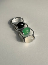 [92.5 silver] ポイントビッグストーンリング (3color)