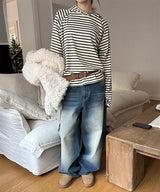 [Unisex]Stripe inner hood long sleeves(3color)