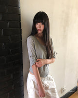 ビジュン ロールアップ 7分袖Tシャツ