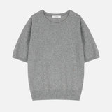 Short Sleeve Wool Knit Grey