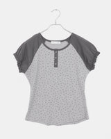 ロールスタープリンテッドラグランパフショートスリーブTシャツ