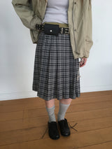 YWD PLAID PLEATS SKIRT + BELT (3color)
