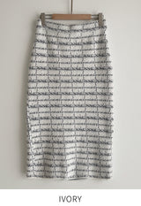 [Two-piece set] Rosy color matching knit cardigan banding skirt set