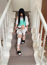 Open*bow knee socks(2c)