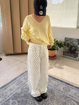 v neck loose knit top