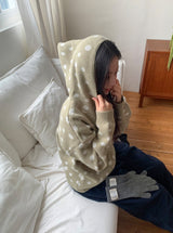 Hots High Neck Button Dot Hooded Knit