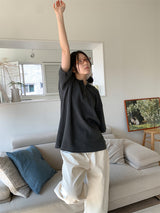 WAFFLE BUTTON OVERSIZED TEE (3C)
