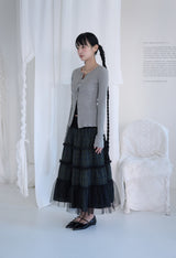 BUTTON RIBBED CARDIGAN ASH GREY