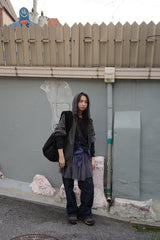 ストライプフードジップアップ (BLACK)