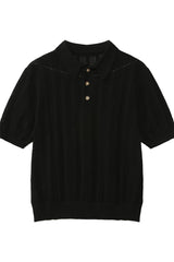 Textured Vintage Knit Polo Tee